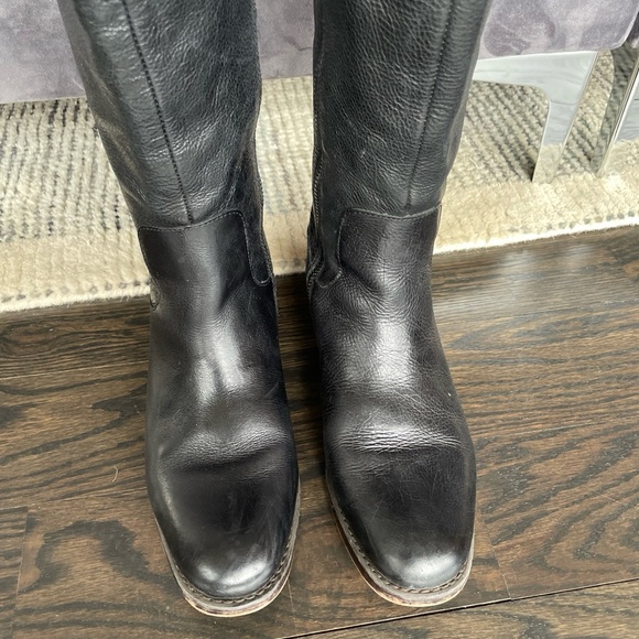 Franco Sarto Black Leather Riding Boots Size 8 Women’s Tall Knee High Zipper. - Picture 3 of 11